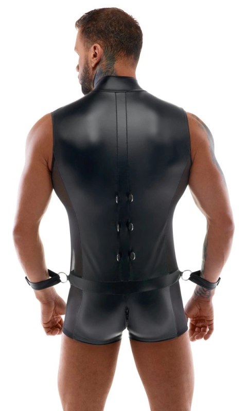 Svenjoyment Bondage - Matowy Kombinezon Z Dwoma Mankietami Na Nadgarstki XL Svenjoyment Bondage - Matowy Kombinezon Z Dwoma Mankietami Na Nadgarstki XL