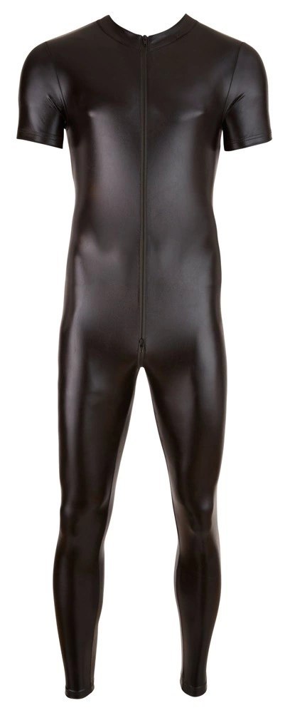 Svenjoyment - Długi Męski Błyszczący Kombinezon Z Suwakami Czarny 2XL Svenjoyment - Długi Męski Błyszczący Kombinezon Z Suwakami Czarny 2XL