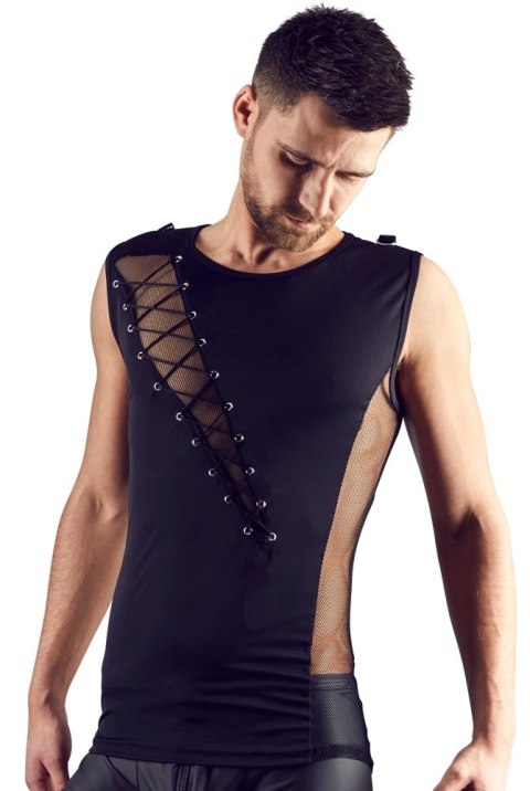 Svenjoyment - Męski Czarny Bezrękawnik Z Eleganckim Sznurowaniem S Svenjoyment - Męski Czarny Bezrękawnik Z Eleganckim Sznurowaniem S