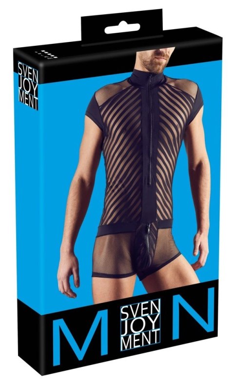 Svenjoyment - Męskie Siateczkowe Body Z Czarnymi Paseczkami I Suwakiem L Svenjoyment - Męskie Siateczkowe Body Z Czarnymi Paseczkami I Suwakiem L