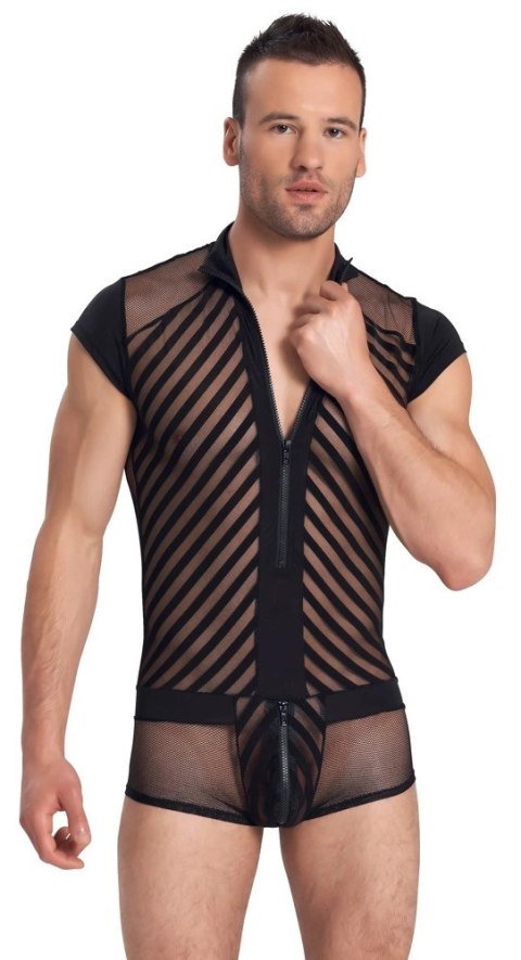 Svenjoyment - Męskie Siateczkowe Body Z Czarnymi Paseczkami I Suwakiem L Svenjoyment - Męskie Siateczkowe Body Z Czarnymi Paseczkami I Suwakiem L