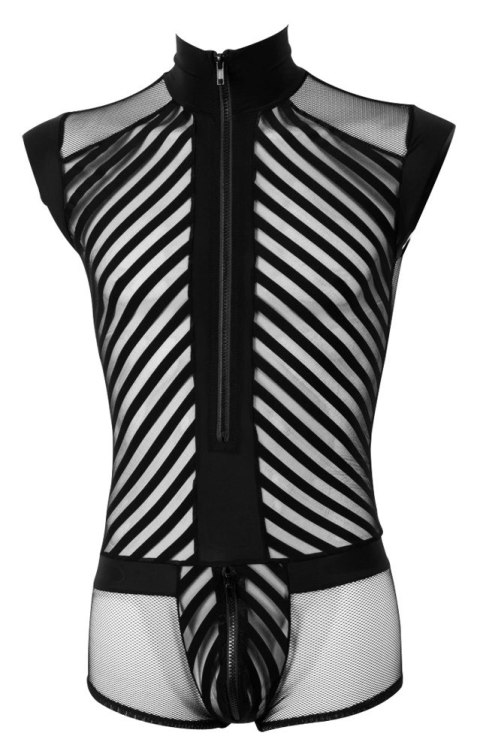 Svenjoyment - Męskie Siateczkowe Body Z Czarnymi Paseczkami I Suwakiem M Svenjoyment - Męskie Siateczkowe Body Z Czarnymi Paseczkami I Suwakiem M