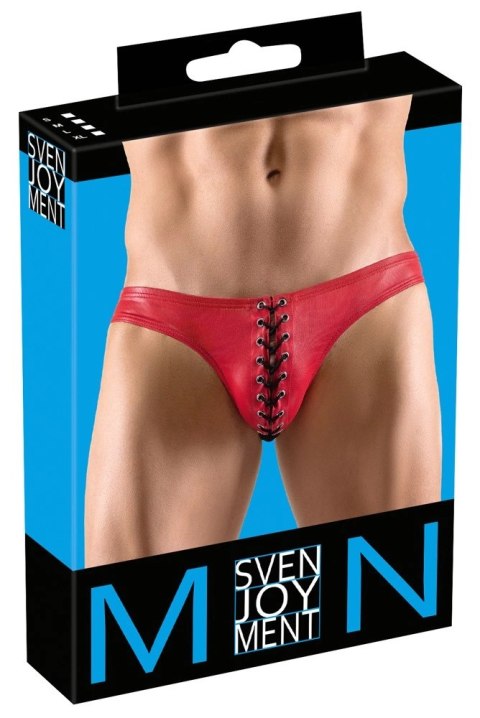Svenjoyment - Męskie Czerwone Slipy Z Czarnym Sznurowaniem Na Penisa M Svenjoyment - Męskie Czerwone Slipy Z Czarnym Sznurowaniem Na Penisa M