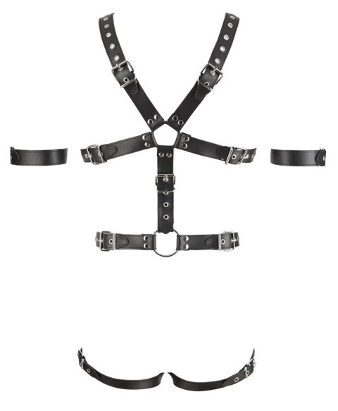 ZADO - Skórzany Męski Kombinezon Z Paseczków Z 3 Pierścieniami L/XL ZADO - Skórzany Męski Kombinezon Z Paseczków Z 3 Pierścieniami L/XL