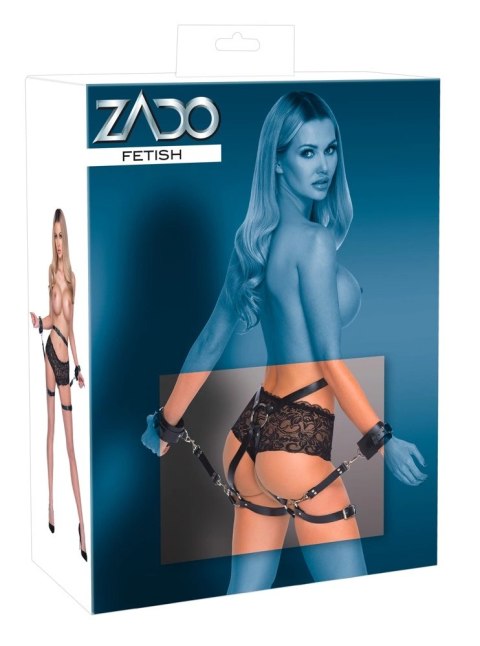 ZADO - Skórzany Pas Biodrowy Z Odpinanymi Mankietami Czarne S-L ZADO - Skórzany Pas Biodrowy Z Odpinanymi Mankietami Czarne S-L