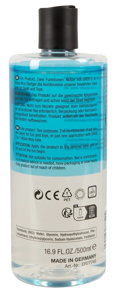 EROS 2w1 Lubrykant na bazie wody 500 ml z pantenolem, do akcesoriow i kontaktu EROS 2w1 Lubrykant na bazie wody 500 ml z pantenolem, do akcesoriow i kontaktu