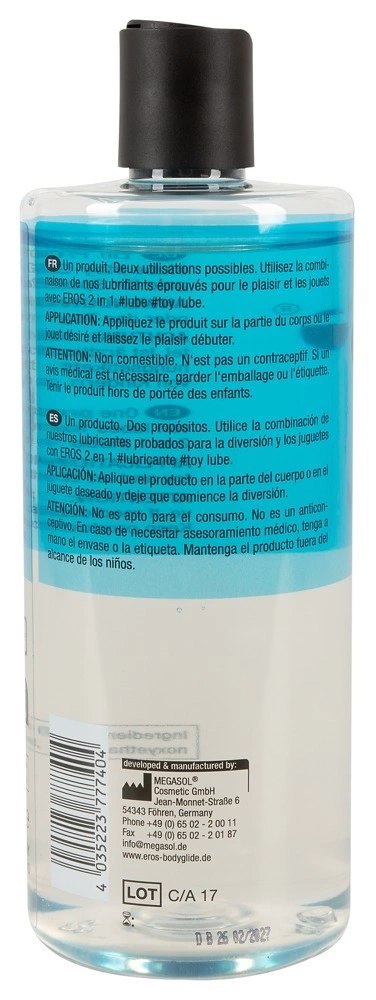EROS 2w1 Lubrykant na bazie wody 500 ml z pantenolem, do akcesoriow i kontaktu EROS 2w1 Lubrykant na bazie wody 500 ml z pantenolem, do akcesoriow i kontaktu