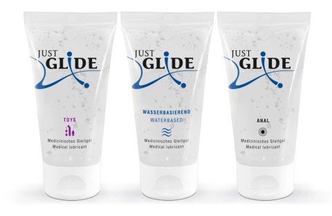 Just Glide - Zestaw 3x50 ml Lubrykant Analny Wodny I Do Zabawek Erotycznych Just Glide - Zestaw 3x50 ml Lubrykant Analny Wodny I Do Zabawek Erotycznych