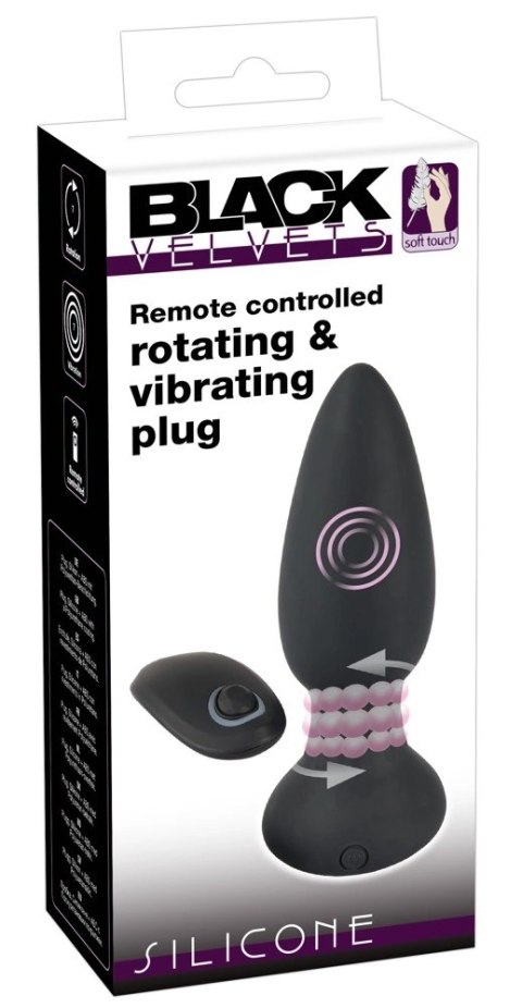 Black Velvets - Rotacyjny Korek Analny Z Pilotem 14 cm Czarny Black Velvets - Rotacyjny Korek Analny Z Pilotem 14 cm Czarny