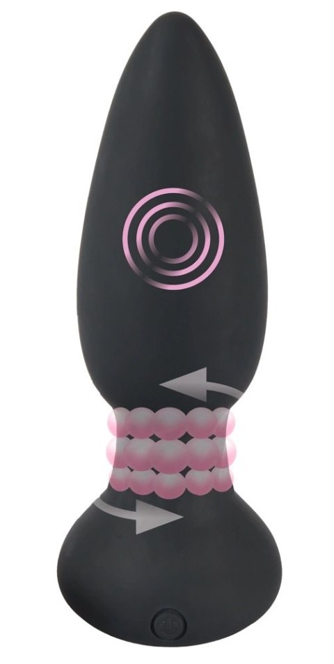 Black Velvets - Rotacyjny Korek Analny Z Pilotem 14 cm Czarny Black Velvets - Rotacyjny Korek Analny Z Pilotem 14 cm Czarny