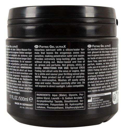 EROS - Silikonowo-Wodny Lubrykant Do Fistingu UltraX 500 ml EROS - Silikonowo-Wodny Lubrykant Do Fistingu UltraX 500 ml