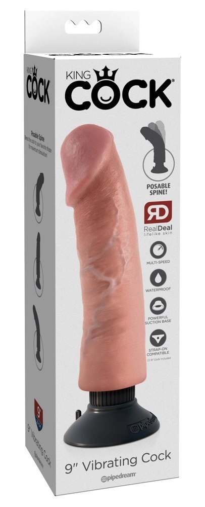 King Cock - Realistyczny Naturalny Wibrator Z Przyssawką 23 CM Jasny Kolor Skóry King Cock - Realistyczny Naturalny Wibrator Z Przyssawką 23 CM Jasny Kolor Skóry