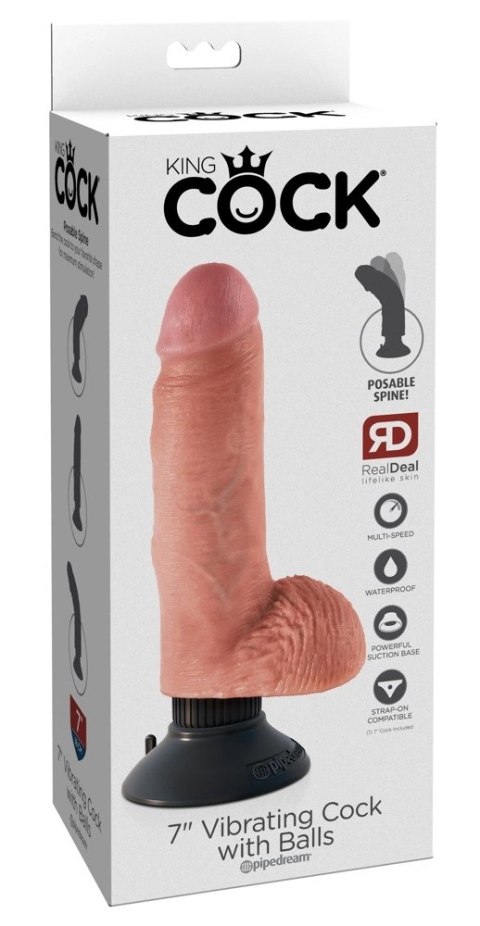 King Cock - Realistyczny Wibrator Z Jądrami I Przyssawką 18 CM Jasny Kolor Skóry King Cock - Realistyczny Wibrator Z Jądrami I Przyssawką 18 CM Jasny Kolor Skóry