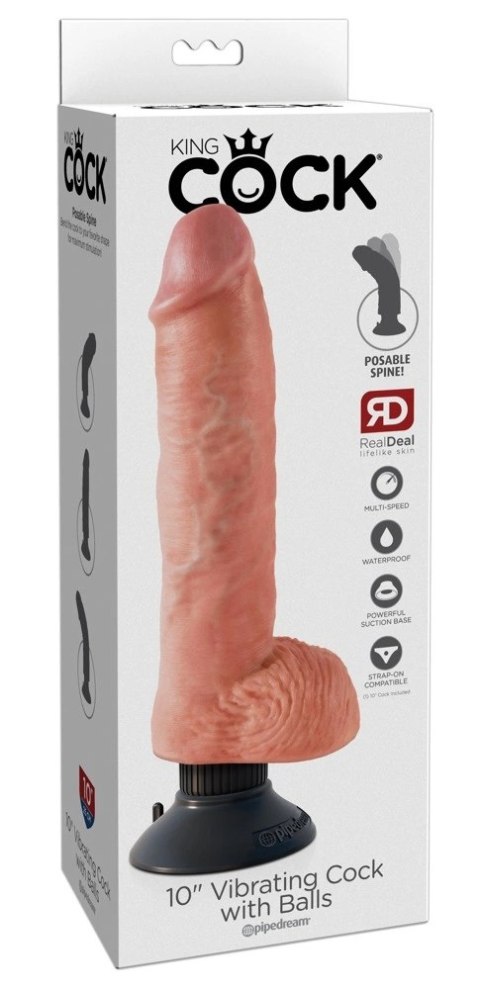 King Cock - Realistyczny Wibrator Z Jądrami I Przyssawką 25 CM Jasny Kolor Skóry King Cock - Realistyczny Wibrator Z Jądrami I Przyssawką 25 CM Jasny Kolor Skóry