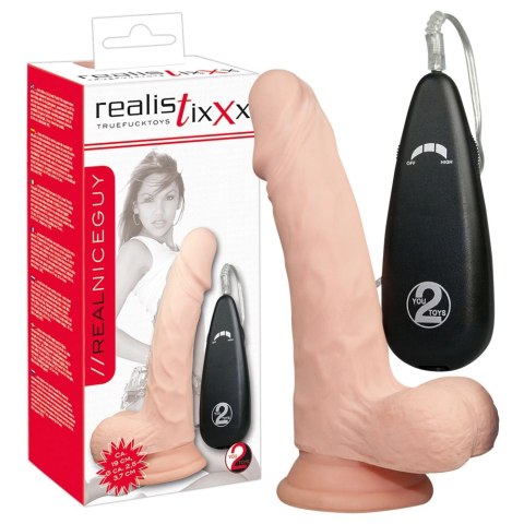 Realistixxx - Naturalny Wibrator Z Żyłami Żołędziem I Pilotem 18cm Realistixxx - Naturalny Wibrator Z Żyłami Żołędziem I Pilotem 18cm