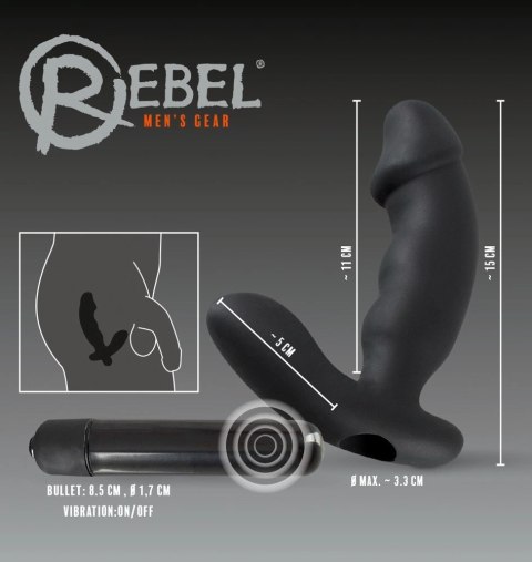 Rebel - Wibrator Prostaty Z Dodatkowym Stymulatorem Krocza Czarny Rebel - Wibrator Prostaty Z Dodatkowym Stymulatorem Krocza Czarny