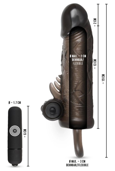 Rebel - Wibrująca Nakładka Na Penisa Z Pierścieniem Jąder 19cm Rebel - Wibrująca Nakładka Na Penisa Z Pierścieniem Jąder 19cm