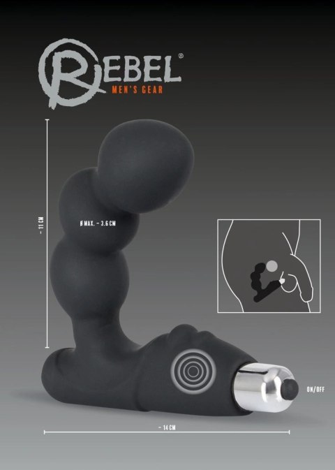 Rebel - Zakrzywiony Stymulator Prostaty W Kształcie Koralików Czarny Rebel - Zakrzywiony Stymulator Prostaty W Kształcie Koralików Czarny