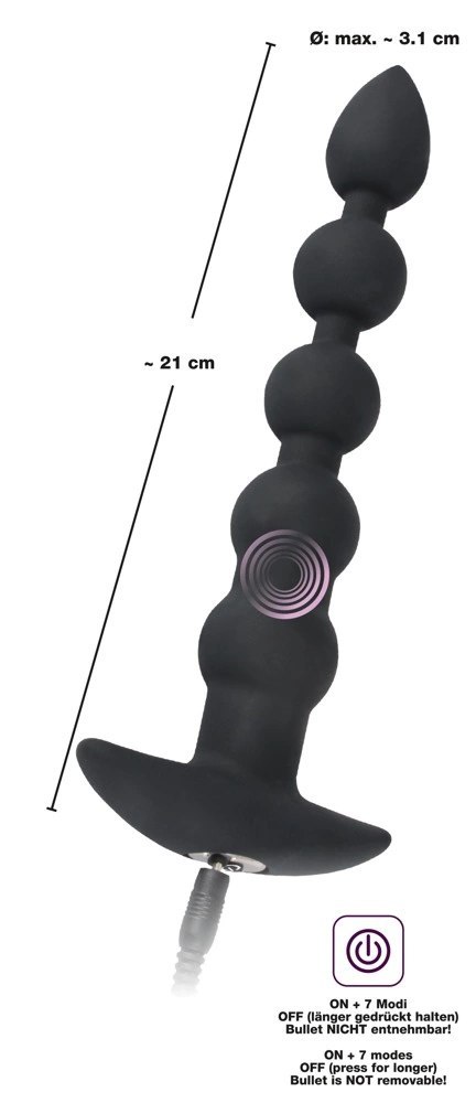 Wibracyjny Korek Analny Koraliki - Black Velvets Wibracyjny Korek Analny Koraliki - Black Velvets