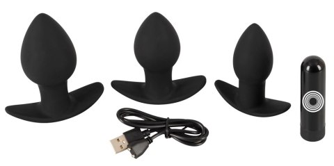 Black Velvets - Zestaw Korków Analnych Z Wibracją 3 szt Czarne Black Velvets - Zestaw Korków Analnych Z Wibracją 3 szt Czarne