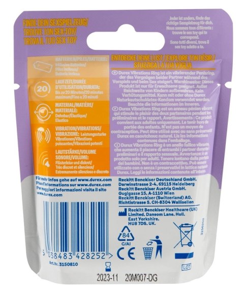Durex Ring - Jednorazowy Pierścień Wibracyjny Na Penisa Durex Ring - Jednorazowy Pierścień Wibracyjny Na Penisa
