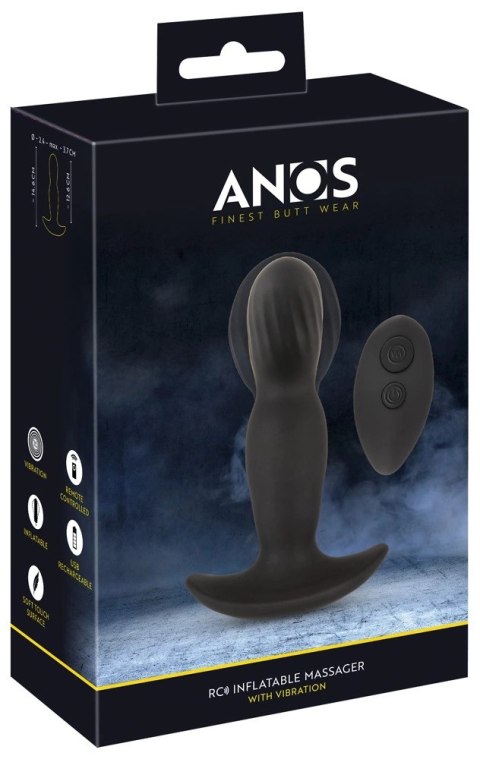 ANOS RC Inflatable Plug Czarny 10 Trybow Wibracji Pompka 14,6 cm