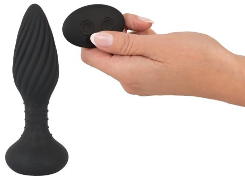 ANOS - Silikonowy Wibrujący Plug Analny Z Pilotem Czarny ANOS - Silikonowy Wibrujący Plug Analny Z Pilotem Czarny