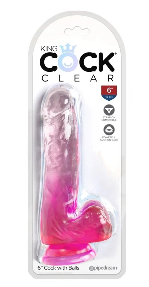 King Cock Clear - Realistyczne Dildo Z Jądrami I Przyssawką Przezroczyste-Różowe 15 CM King Cock Clear - Realistyczne Dildo Z Jądrami I Przyssawką Przezroczyste-Różowe 15 CM
