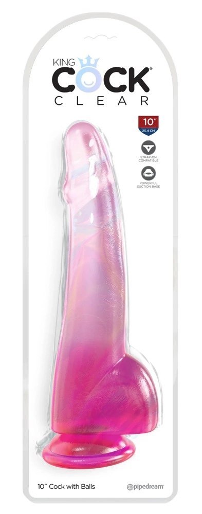 King Cock Clear - Realistyczne Dildo Z Jądrami I Przyssawką Przezroczyste-Różowe 25 CM King Cock Clear - Realistyczne Dildo Z Jądrami I Przyssawką Przezroczyste-Różowe 25 CM