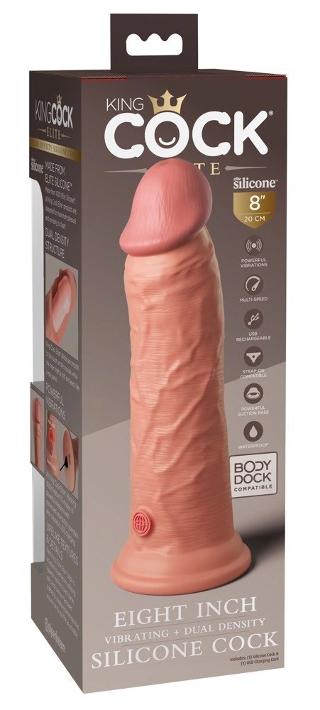 King Cock Elite - Realistyczny Silikonowy Wibrator Z Przyssawką 20 CM + Pilot Jasny Kolor Skóry King Cock Elite - Realistyczny Silikonowy Wibrator Z Przyssawką 20 CM + Pilot Jasny Kolor Skóry