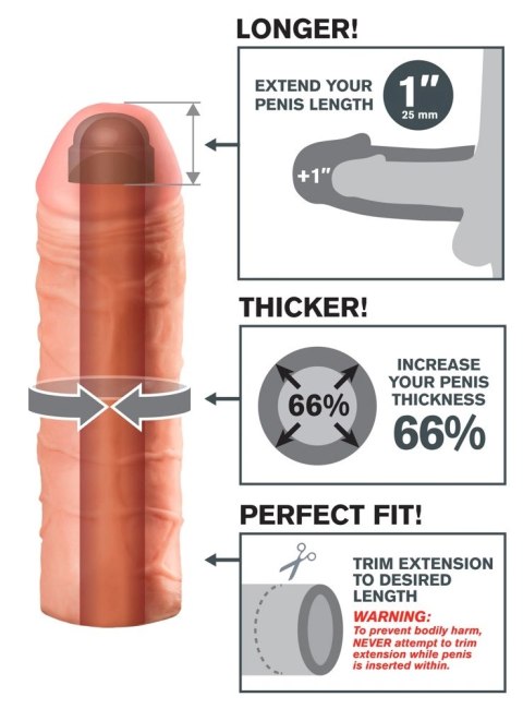 Fantasy X-Tensions - Nakładka Na Penisa 66% Większy Penis +2.5cm Cielisty Fantasy X-Tensions - Nakładka Na Penisa 66% Większy Penis +2.5cm Cielisty