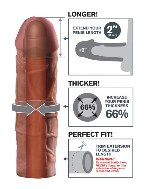 Fantasy X-Tensions - Nakładka Na Penisa 66% Większy Penis +5.1cm Brąz Fantasy X-Tensions - Nakładka Na Penisa 66% Większy Penis +5.1cm Brąz