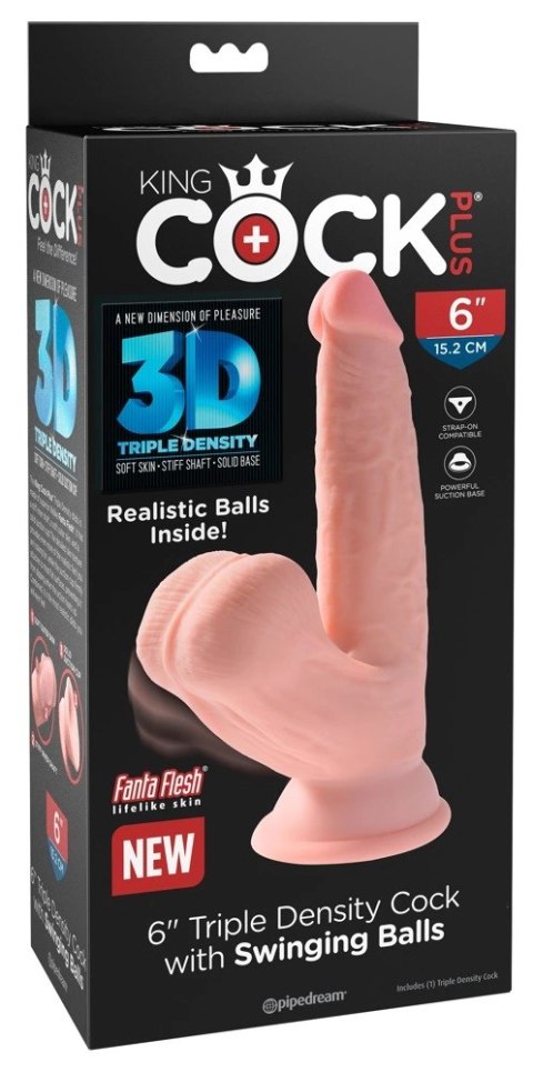 King Cock Plus - Realistyczne Dildo Z Kulkami W Jądrach I Przyssawką 15,2 CM Jasny Kolor Skóry King Cock Plus - Realistyczne Dildo Z Kulkami W Jądrach I Przyssawką 15,2 CM Jasny Kolor Skóry