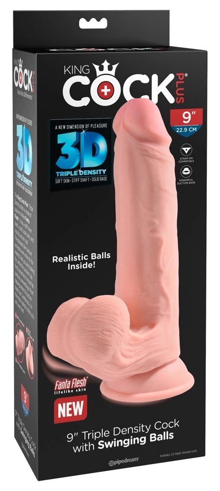 King Cock Plus - Realistyczne Dildo Z Kulkami W Jądrach I Przyssawką 22,9 CM Jasny Kolor Skóry King Cock Plus - Realistyczne Dildo Z Kulkami W Jądrach I Przyssawką 22,9 CM Jasny Kolor Skóry
