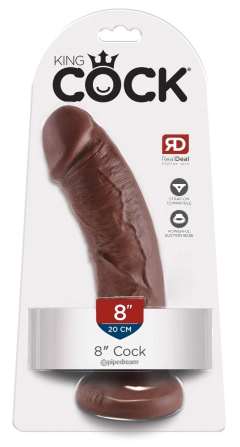 King Cock - Realistyczne Dildo Z Żyłkami I Przyssawką 20 CM Ciemny Kolor Skóry King Cock - Realistyczne Dildo Z Żyłkami I Przyssawką 20 CM Ciemny Kolor Skóry