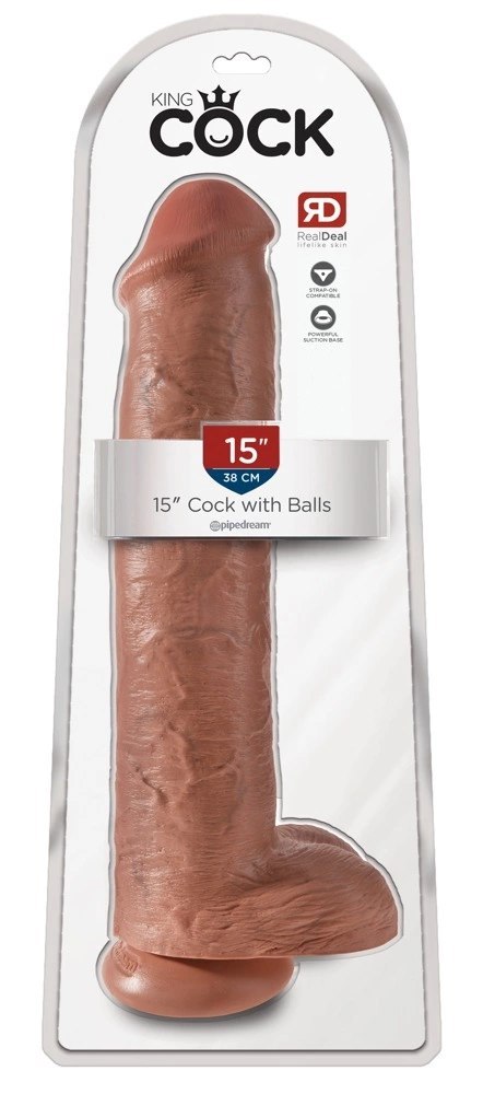 King Cock - Realistyczne Duże Dildo Z Przyssawką 38 CM Ciemny Kolor Skóry King Cock - Realistyczne Duże Dildo Z Przyssawką 38 CM Ciemny Kolor Skóry