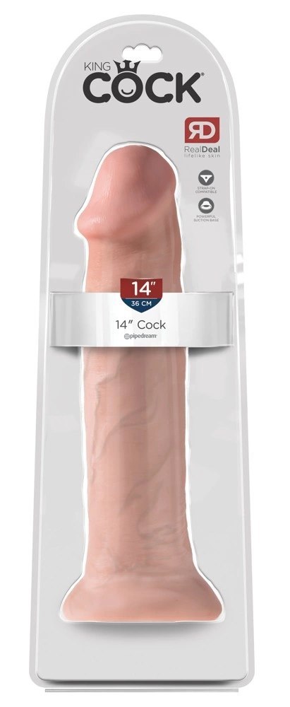 King Cock - Realistyczne Naturalne Dildo Z Żyłkami I Żołędziem 36 CM Jasny Kolor Skóry King Cock - Realistyczne Naturalne Dildo Z Żyłkami I Żołędziem 36 CM Jasny Kolor Skóry