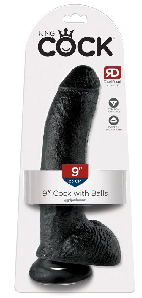 King Cock - Realistyczne Dildo Z Żołędziem Jądrami I Żyłkami 23 CM Czarny King Cock - Realistyczne Dildo Z Żołędziem Jądrami I Żyłkami 23 CM Czarny