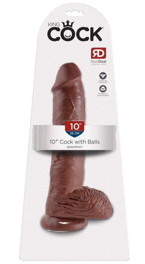 King Cock - Realistyczne Dildo Z Żołędziem Jądrami I Żyłkami 25 CM Brązowy Kolor Skóry King Cock - Realistyczne Dildo Z Żołędziem Jądrami I Żyłkami 25 CM Brązowy Kolor Skóry