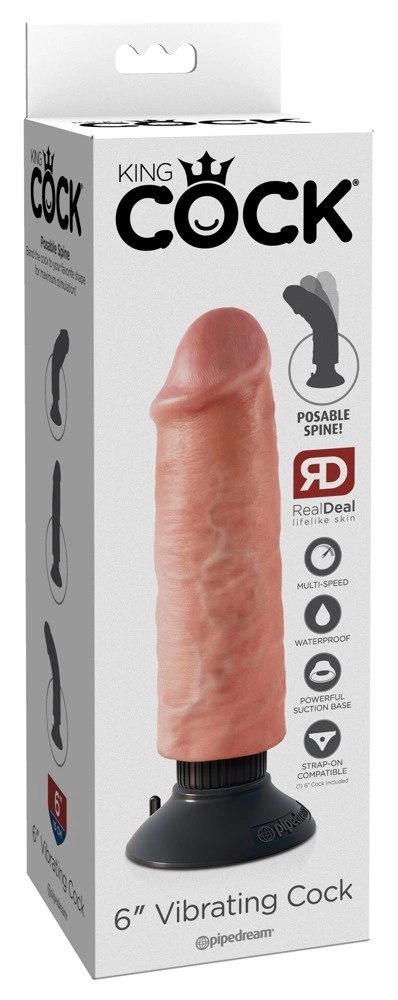 King Cock - Realistyczny Wibrator Jak Naturalny Penis Z Przyssawką 20 CM Jasny Kolor Skóry King Cock - Realistyczny Wibrator Jak Naturalny Penis Z Przyssawką 20 CM Jasny Kolor Skóry