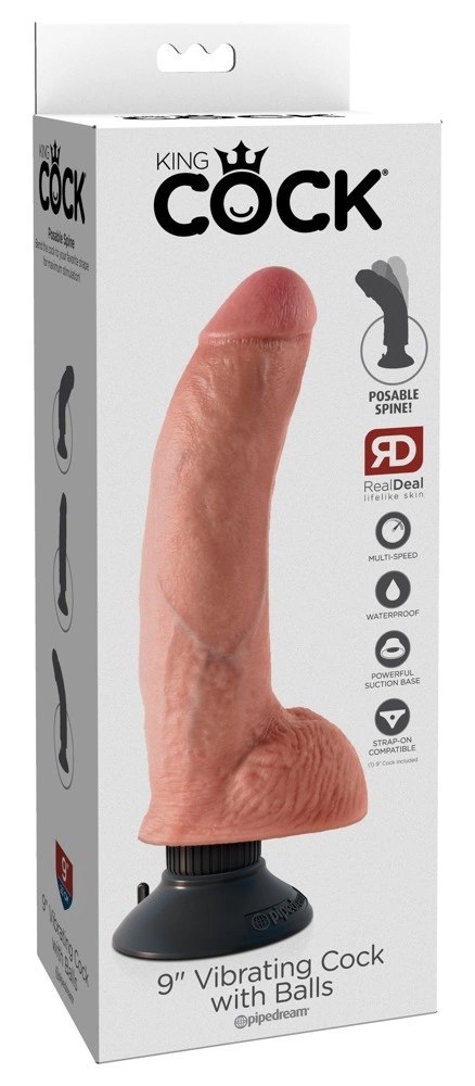 King Cock - Realistyczny Wibrator Z Jądrami I Przyssawką 23 CM Jasny Kolor Skóry King Cock - Realistyczny Wibrator Z Jądrami I Przyssawką 23 CM Jasny Kolor Skóry