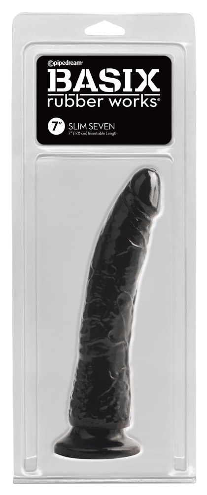 Basix - Realistyczne Dildo Slim 7 Czarne Basix - Realistyczne Dildo Slim 7 Czarne