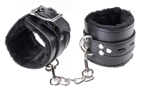 Fetish - Wygodne Kajdanki Z Łańcuszkiem I Futerkiem W Środku Czarny Fetish - Wygodne Kajdanki Z Łańcuszkiem I Futerkiem W Środku Czarny