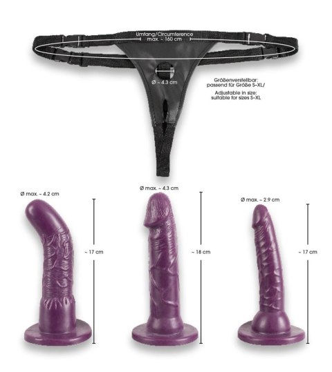 Bad Kitty - Strap-on Z 3 Różnymi Dildo Fioletowe Bad Kitty - Strap-on Z 3 Różnymi Dildo Fioletowe