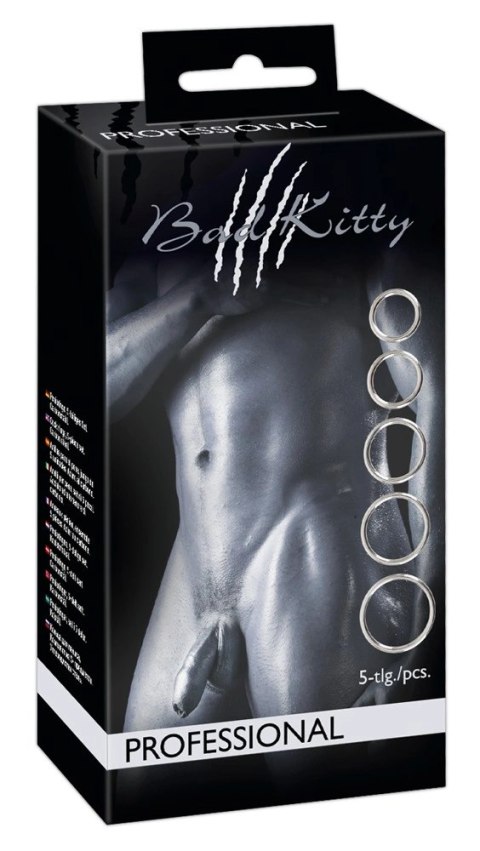 Bad Kitty - Zestaw 5 Pierścieni Na Penisa Srebrne Bad Kitty - Zestaw 5 Pierścieni Na Penisa Srebrne