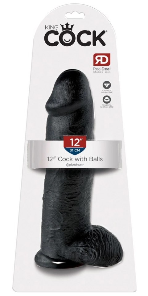 King Cock - Realistyczne Dildo Z Jądrami Czarne 30 CM King Cock - Realistyczne Dildo Z Jądrami Czarne 30 CM