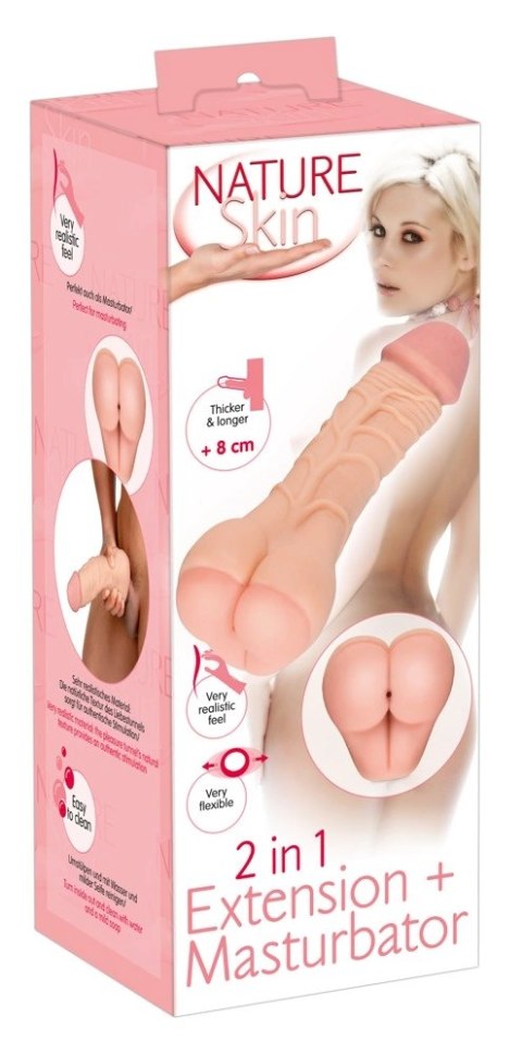 Nature Skin - 2in1 Realistyczny Penis Z Otworem Anusa 21cm Nature Skin - 2in1 Realistyczny Penis Z Otworem Anusa 21cm