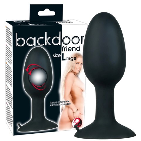 Backdoor Friend - Duży Zaokrąglony Korek Analny Z Kulką Stymulacyjną/Large Silicone Plug Backdoor Friend - Duży Zaokrąglony Korek Analny Z Kulką Stymulacyjną/Large Silicone Plug