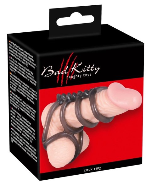 Bad Kitty - Pierścień Na Penisa Z Sześcioma Pierścieniami Czarny Bad Kitty - Pierścień Na Penisa Z Sześcioma Pierścieniami Czarny