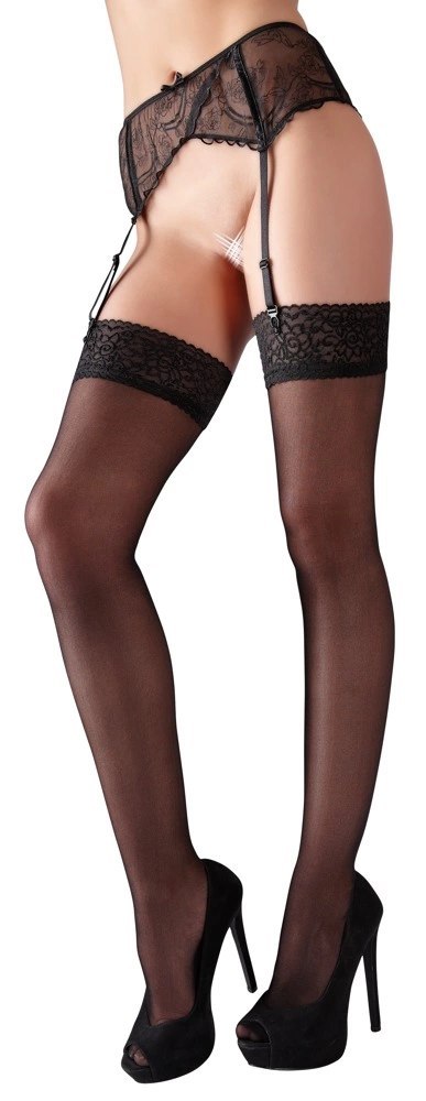 Cottelli LEGWEAR - Klasyczne Czarne Pończochy Z Elegancką Koronką 4 Cottelli LEGWEAR - Klasyczne Czarne Pończochy Z Elegancką Koronką 4